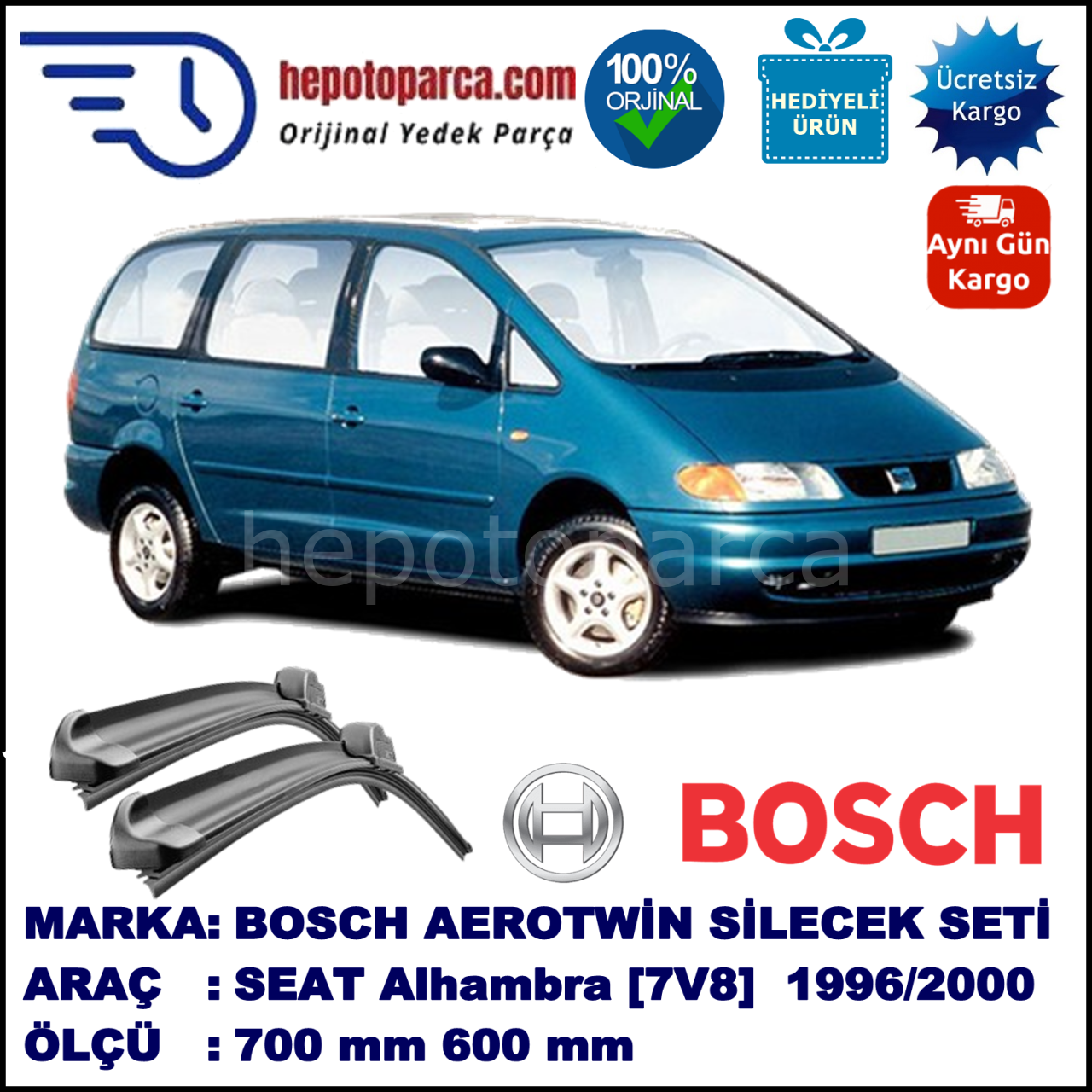SEAT Alhambra [7V8] 03.1996-02.2000 700/600 mm Bosch Aerotwin Araca Özel Silecek