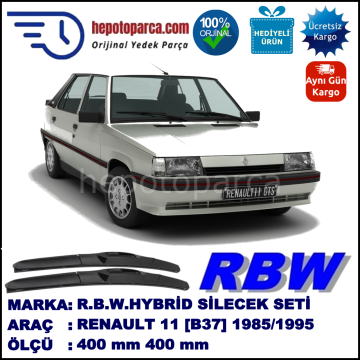 RENAULT 11 [B37] 01.85-03.95 400 / 400 mm. RBW Hybrid Silecek Seti. U Kanca Uyumlu Hibrit