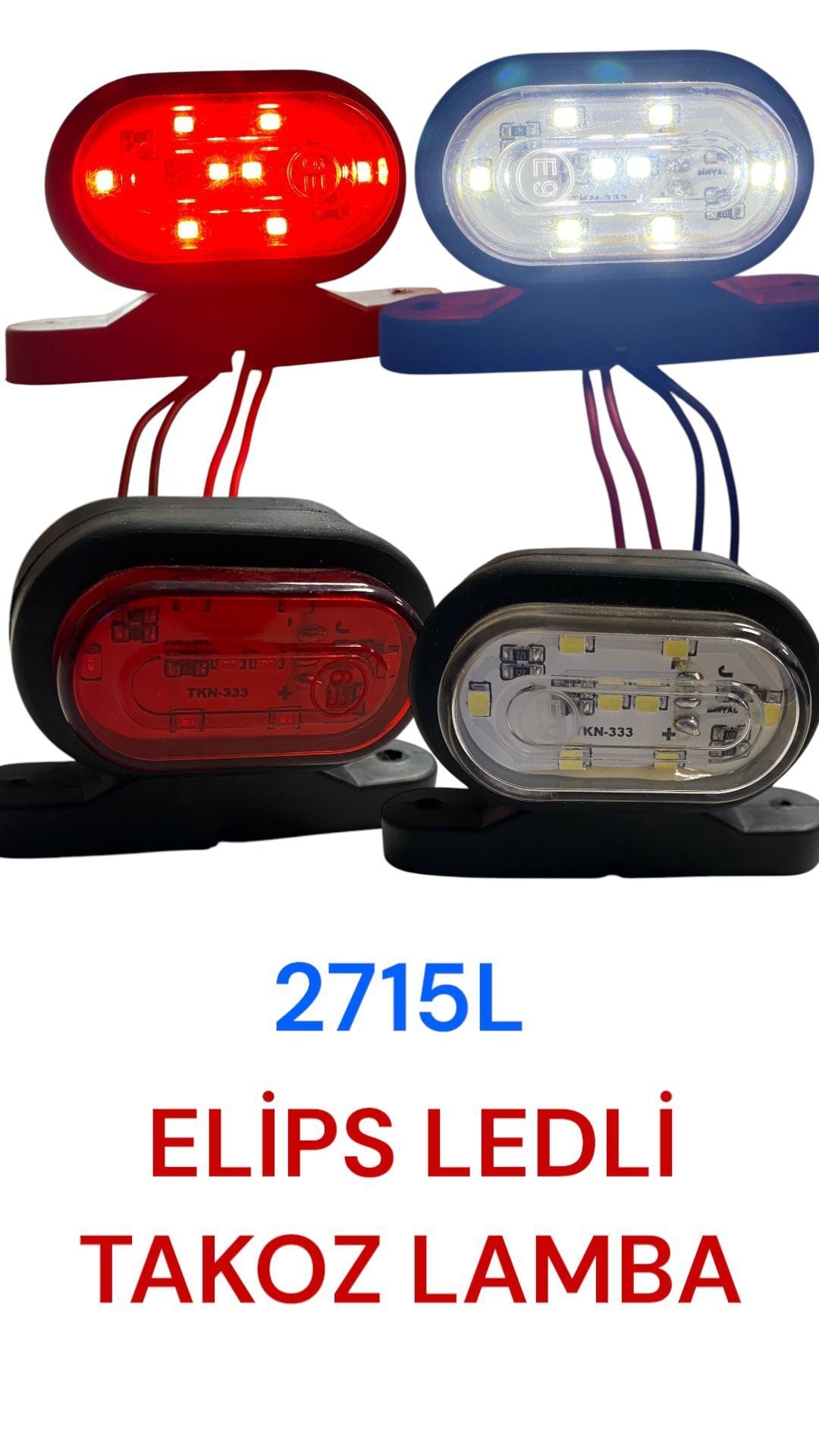 12 LEDLİ ELİPS TAKOZ (LAMBA) KIRMIZI BEYAZ