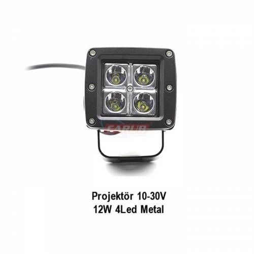 3010562 CARUB PROJEKTÖR İŞ MAKİNESİ 10-30V 12W  4 LED METAL SİYAH