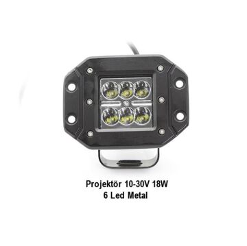 3010563 CARUB PROJEKTÖR 10-30V 18W 6 LED  METAL KUTU SİYAH