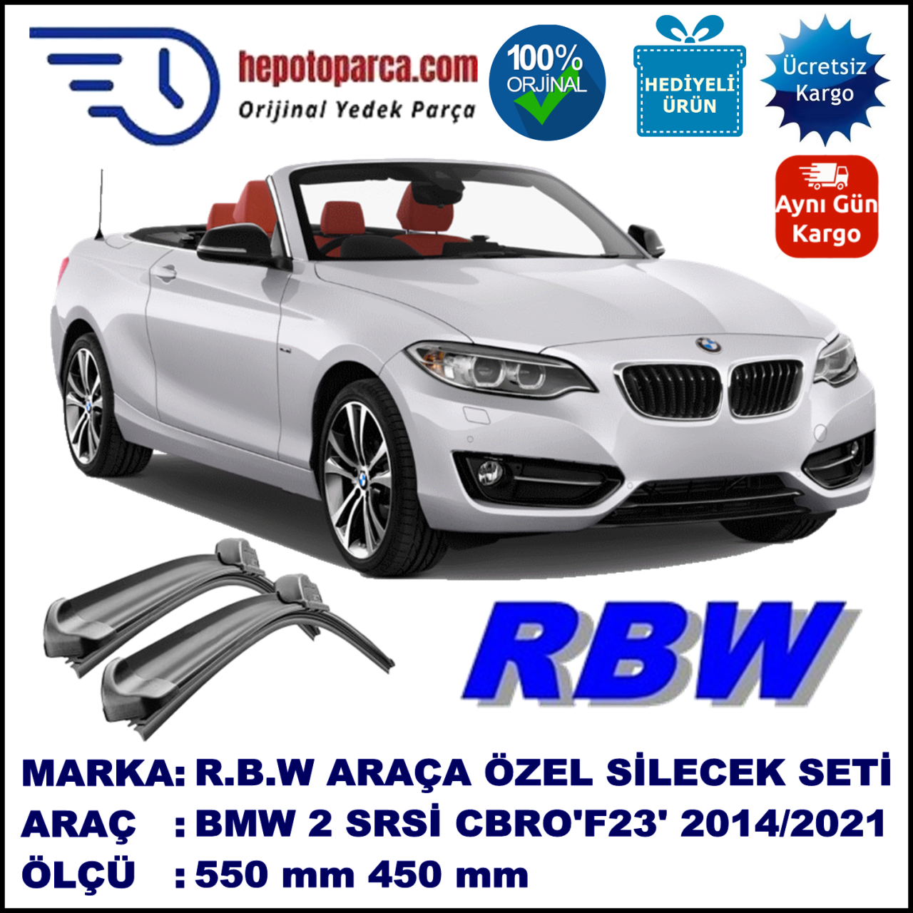 BMW 2 SERIES CABRIO [F23] MUZ SİLECEK TAKIMI RBW ARACA ÖZEL (2014→)