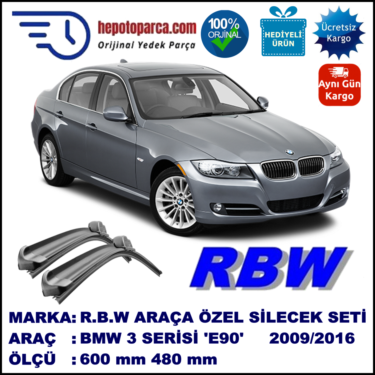 BMW 3 SERIES SEDAN [E90,F30,F80] MUZ SİLECEK TAKIMI RBW ARACA ÖZEL (2009→)
