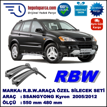 SSANGYONG Kyron  05.05-... 550 / 480 mm. RBW Muz Silecek Seti  2'li Takım. U Kanca Uyumludur.