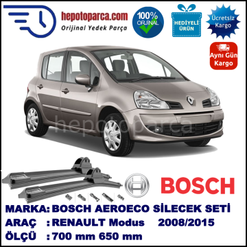 RENAULT Modus [FP./JP.] 06.2005-..., 700 / 650 mm. BOSCH AEROECO Aparatlı Muz Silecek