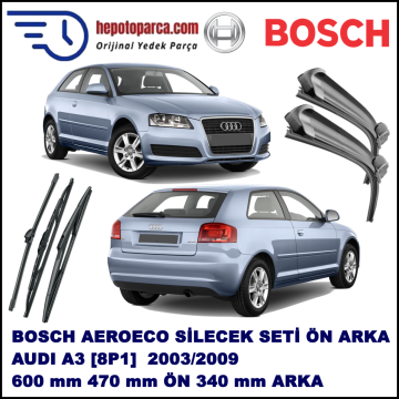 AUDI A3 [8P1] 05,2003-,,, Bosch Aeroeco Ön ve Arka Silecek Takımı