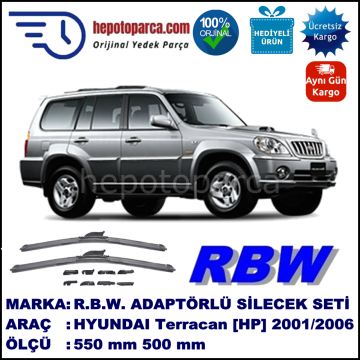 HYUNDAI Terracan  [HP] 01.2001-..., 550 / 500 mm.  RBW  ADAPTÖRLÜ MUZ SİLECEK SETİ