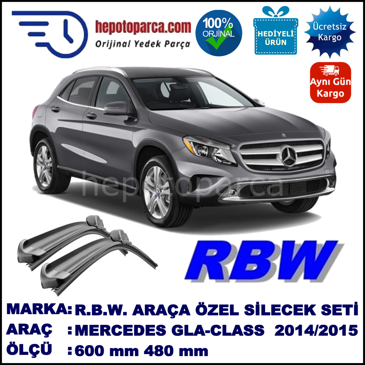 MERCEDES GLA [X156]  MUZ SİLECEK TAKIMI RBW ARACA ÖZEL (2014-2015)