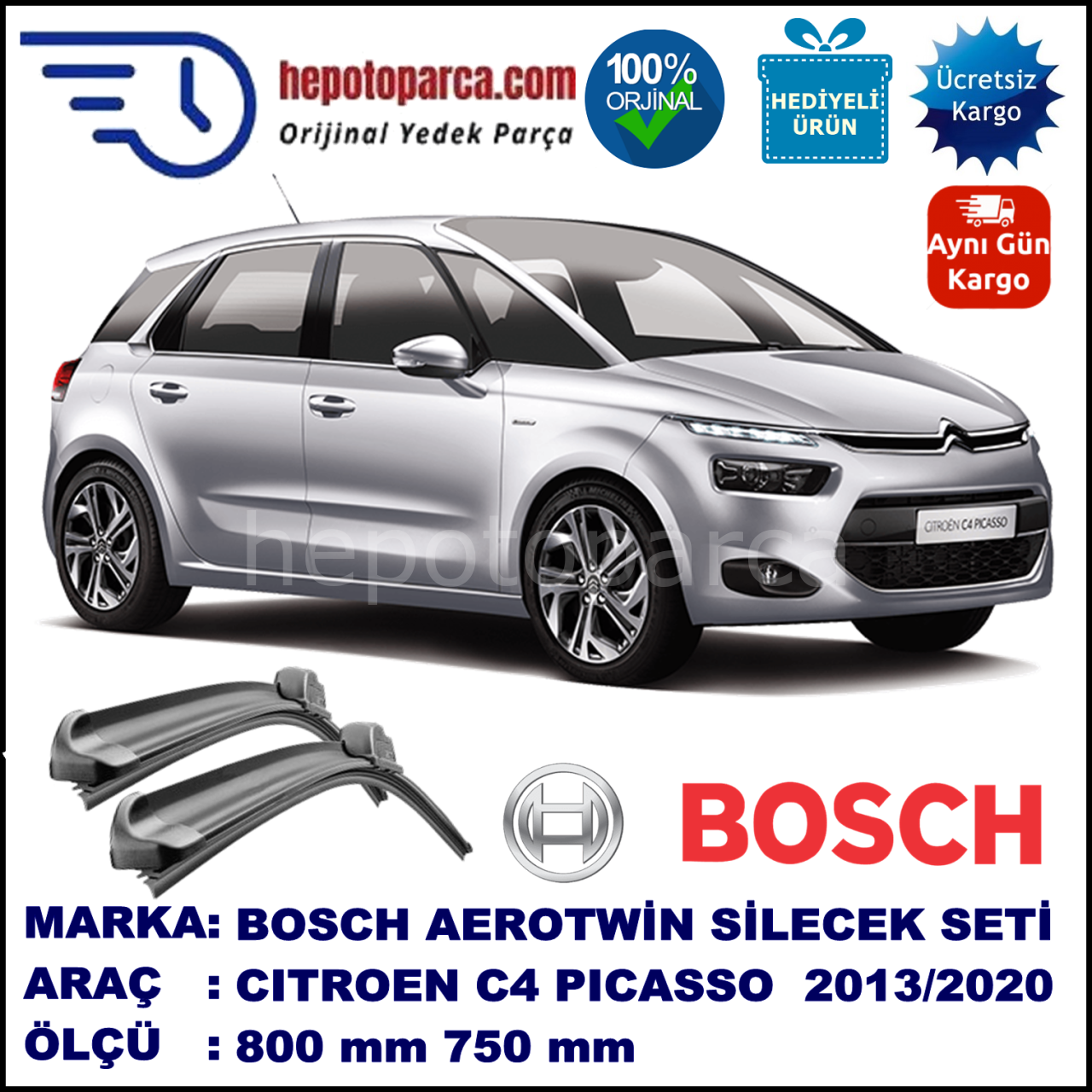 CITROEN C4 Picasso [B78] 05.2013-... 800/750 mm Bosch Aerotwin Araca Özel Silecek