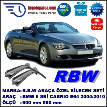 BMW 6 SERIES CABRIO [E64] MUZ SİLECEK TAKIMI RBW ARACA ÖZEL (2004-2010)