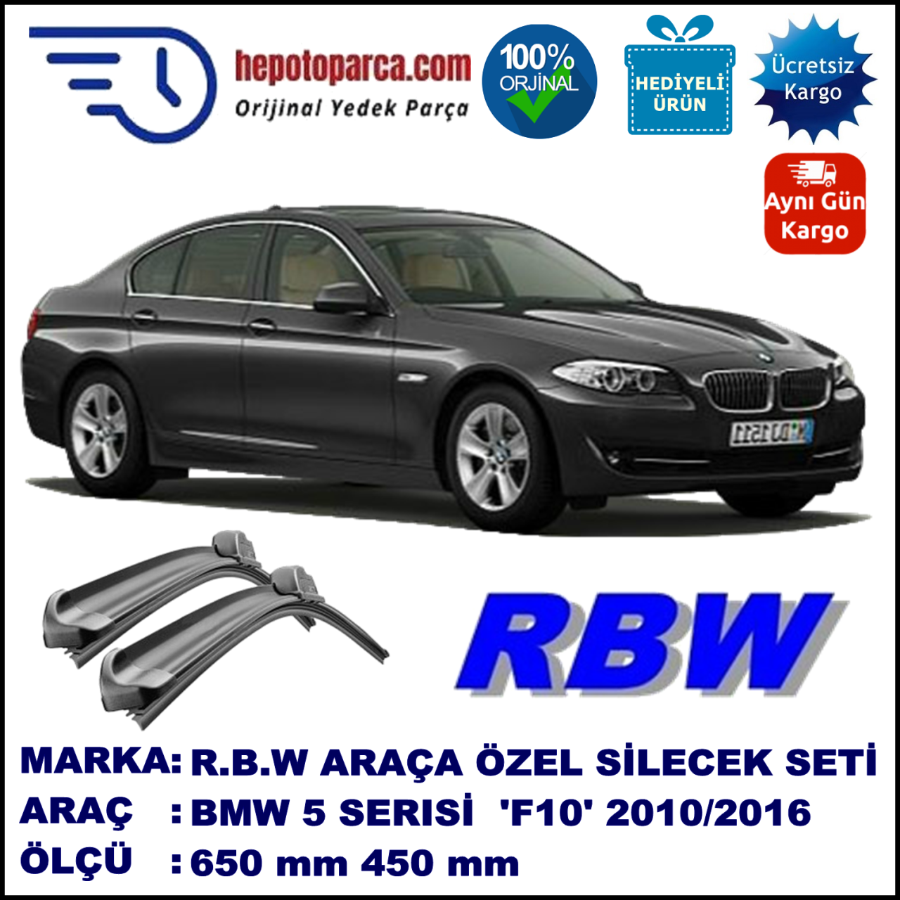 BMW 5 SERIES SEDAN [F10] MUZ SİLECEK TAKIMI RBW ARACA ÖZEL (2010-2016)