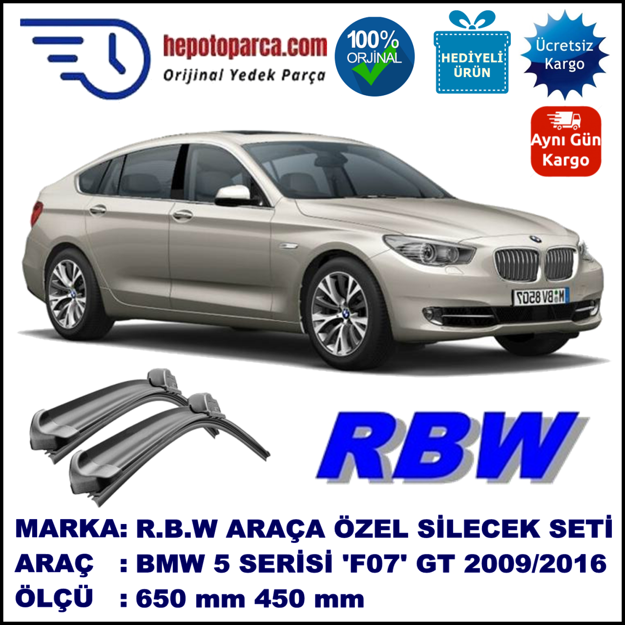 BMW 5 SERIES GT [F07] MUZ SİLECEK TAKIMI RBW ARACA ÖZEL (2009-2016)