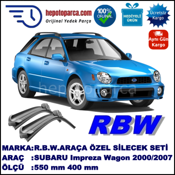 SUBARU Impreza Kombi [GD, GG] 10.00-06.07 550 / 400 mm. RBW Muz Silecek Seti  2'li Takım. U Kanca Uyumludur.