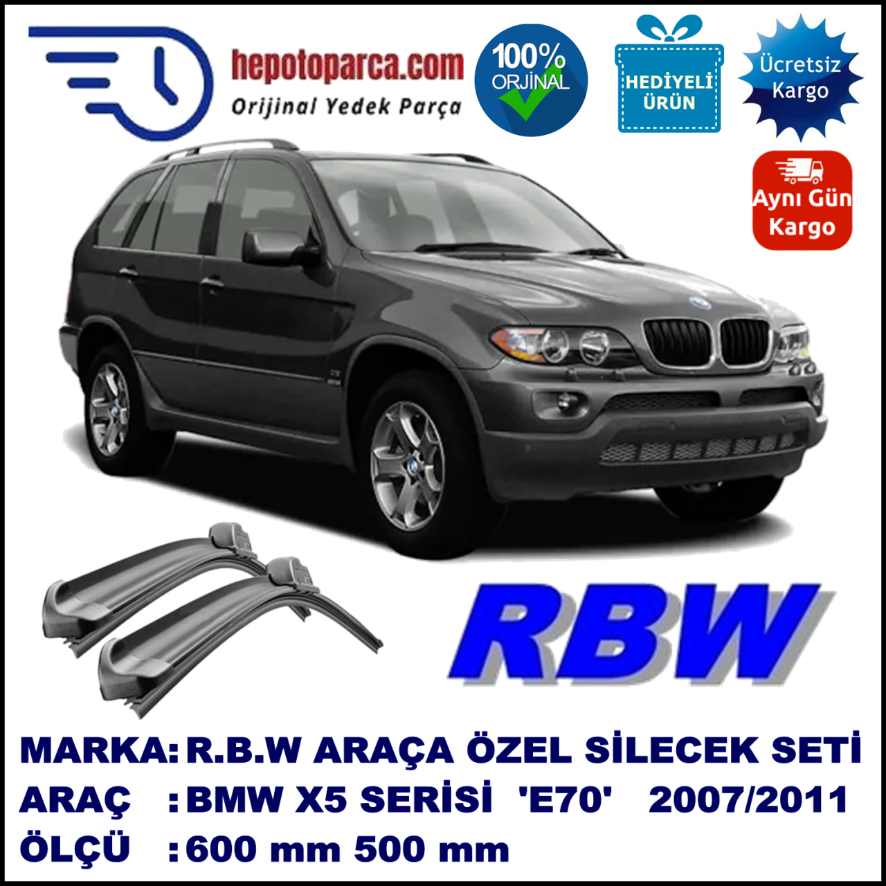 BMW X5 [E70] MUZ SİLECEK TAKIMI RBW ARACA ÖZEL (2007-2011)