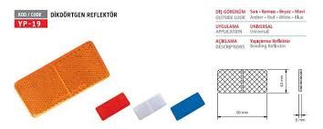 YP-19K  DİKDÖRTGEN REFLEKTÖR KIRMIZI