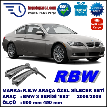 BMW  3 SERIES COUPÉ CABRIO M3 [E92] MUZ SİLECEK TAKIMI RBW ARACA ÖZEL (2006-2009)
