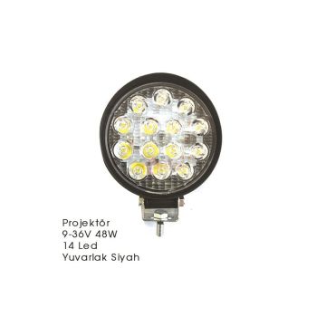 3010595 CARUB ÇALIŞMA LAMBASI 9-30 48W 14LED  YUVARLAK SİYAH