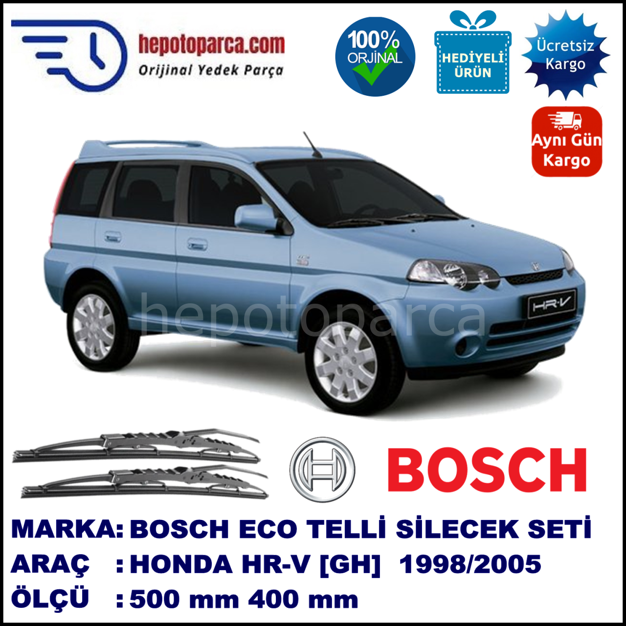 HONDA HR-V [GH] 12.98-12.05 500 / 400 mm. BOSCH ECO Telli Silecek 2'li Takım