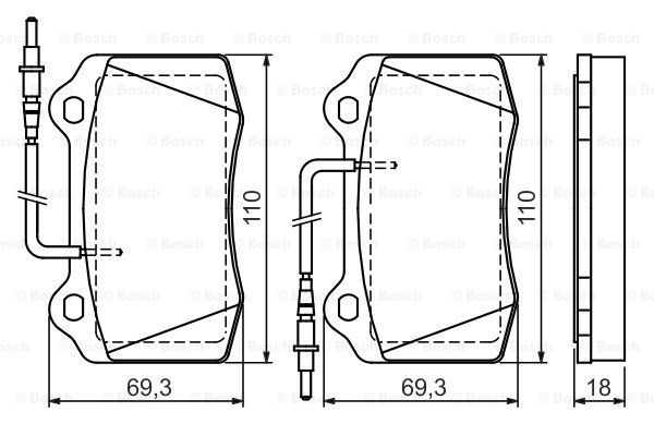 Disk Balata - Ön - [WVA 23753] - [109,7x69,3x17,8  406 2.2 HDi Coupe 200003 - 200502; 406 3.0i Coupe 199703 - 199903; 406 3.0i Coupe 199912 - 200502; 406 3.0i Coupe 199904 - 200502; 406 3.0i 199912 - 200406; 406 3.0i Break 199912 - 200406 PEU 425251;