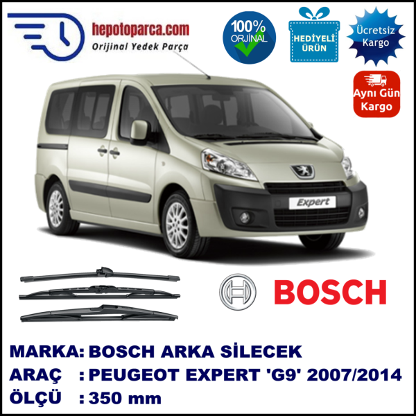 PEUGEOT Expert [G9] 350 mm 02.2007-... BOSCH Arka Silecek