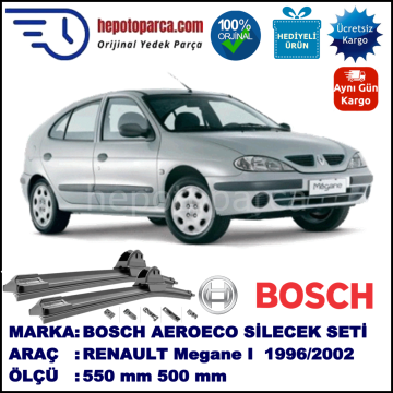 RENAULT Megane I [X64] 01.1996-10.2002, 550 / 500 mm. BOSCH AEROECO Aparatlı Muz Silecek