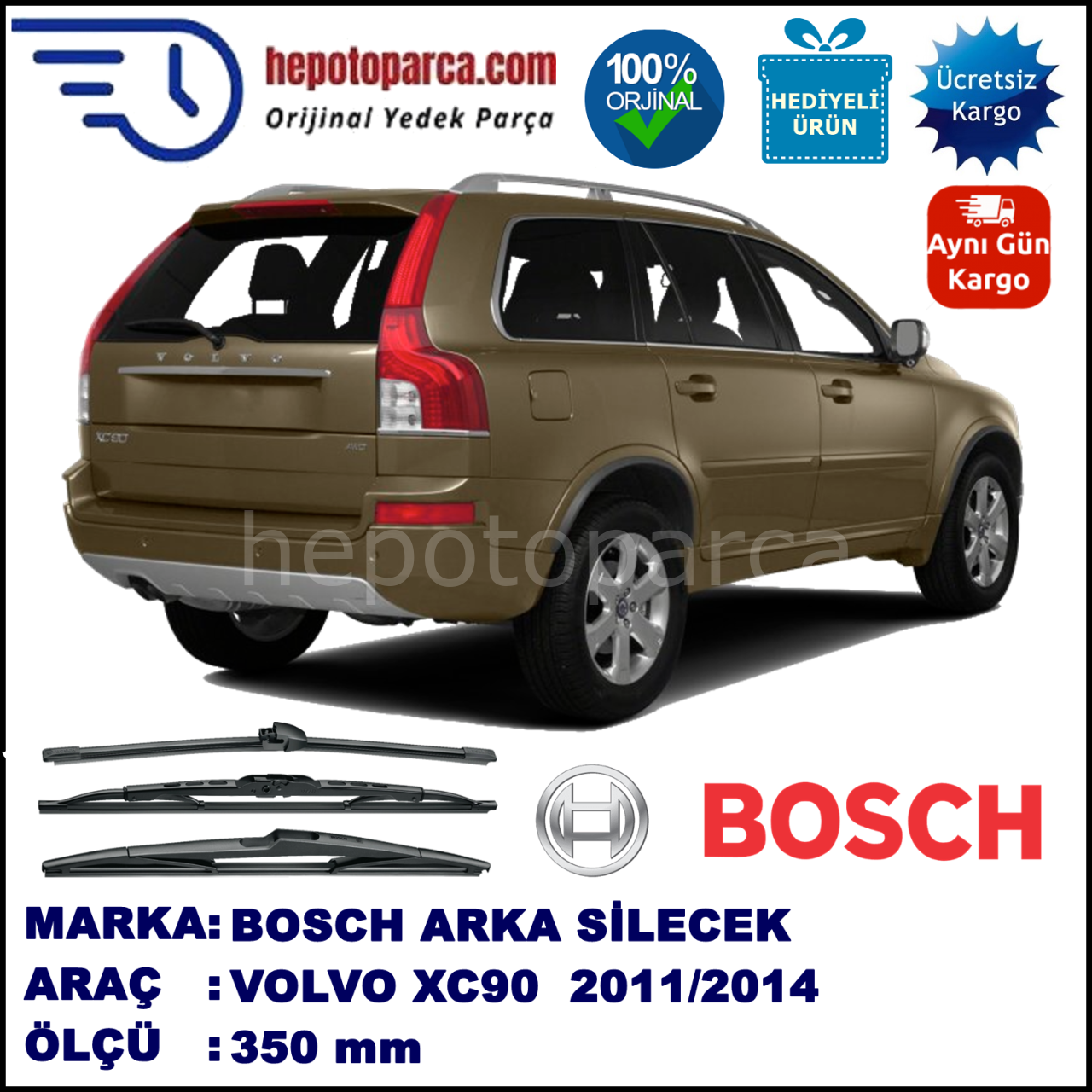 VOLVO XC90  350 mm 08.2011-... BOSCH Arka Silecek