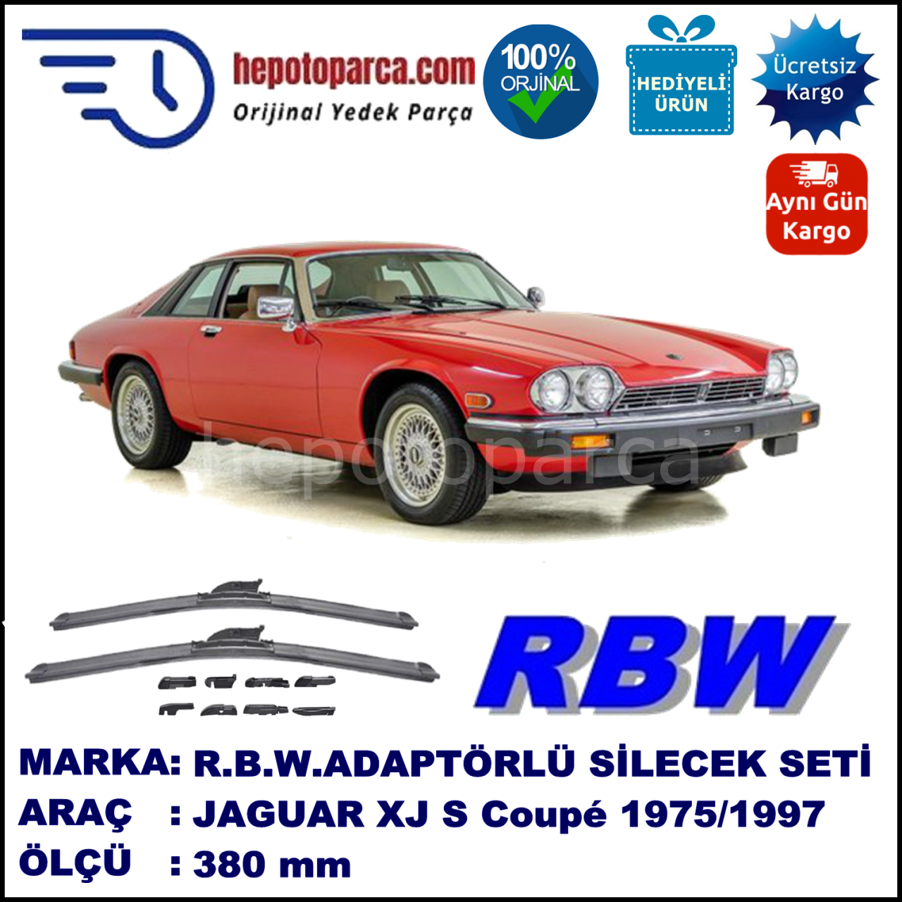 JAGUAR XJ S Coupé  09.1975-12.1997, 380 / - mm.  RBW  ADAPTÖRLÜ MUZ SİLECEK