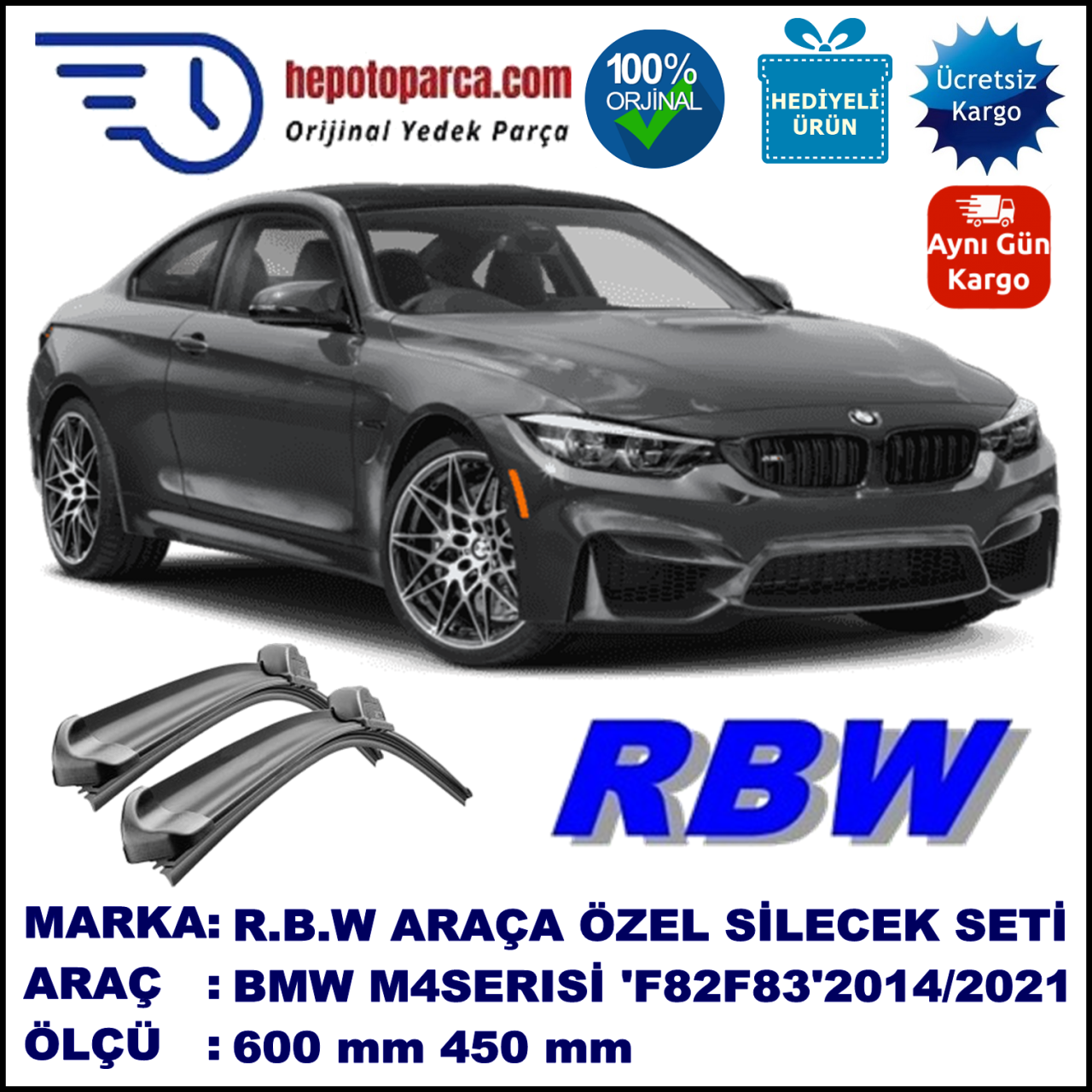 BMW M4 [F82,F83] MUZ SİLECEK TAKIMI RBW ARACA ÖZEL (2014→)