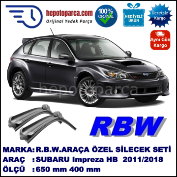 SUBARU Impreza [G13/G23] 10.11-... 650 / 400 mm. RBW Muz Silecek Seti  2'li Takım. U Kanca Uyumludur.