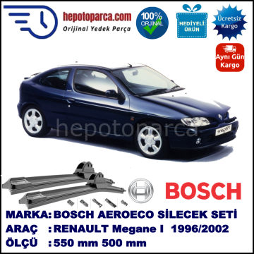 RENAULT Megane I Coupé [X64] 01.1996-10.2002, 550 / 500 mm. BOSCH AEROECO Aparatlı Muz Silecek