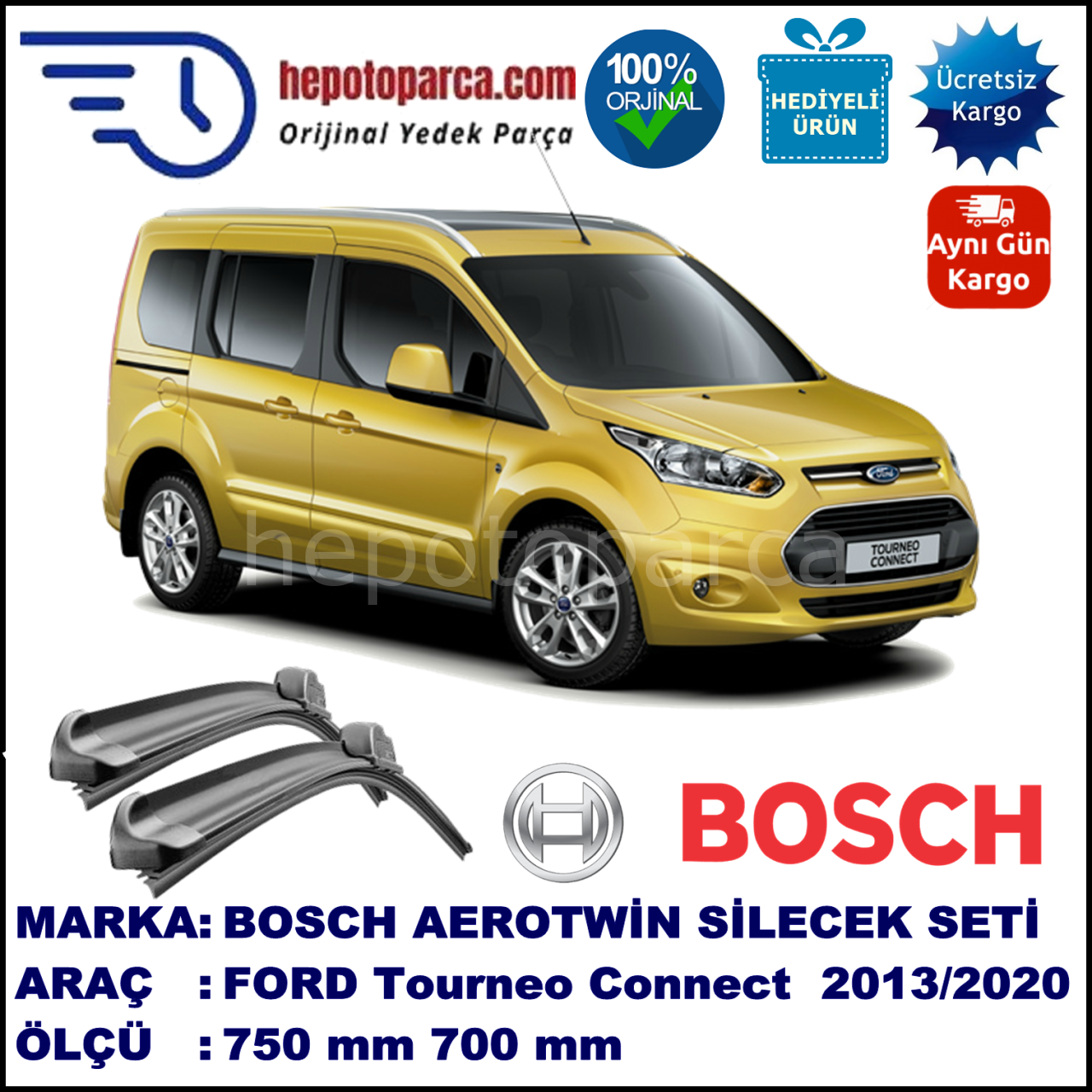 FORD Tourneo Connect [13] 09.2013-... 750/700 mm Bosch Aerotwin Araca Özel Silecek