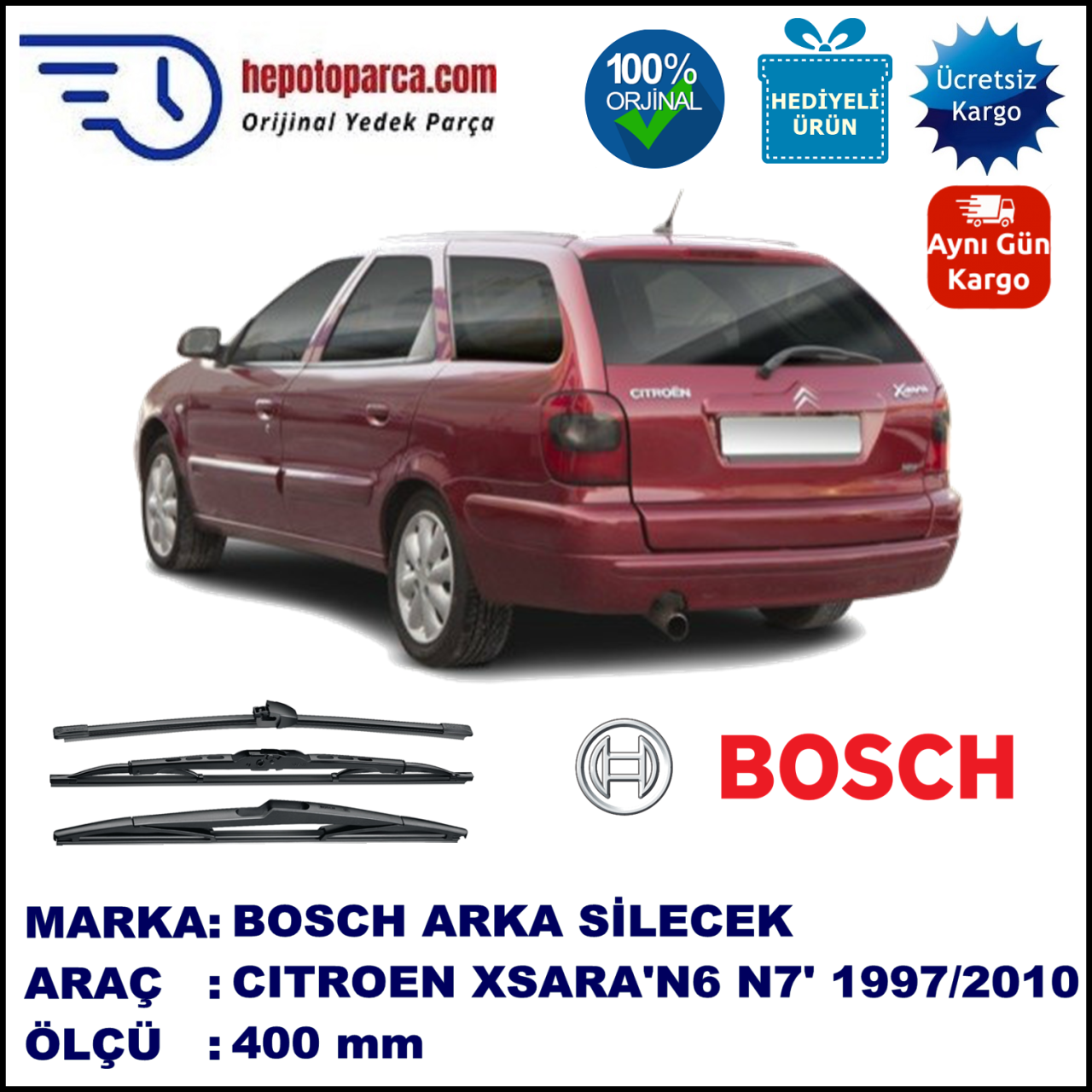 CITROEN Xsara Break [N6, N7] 400 mm 10.1997-03.2010 BOSCH Arka Silecek
