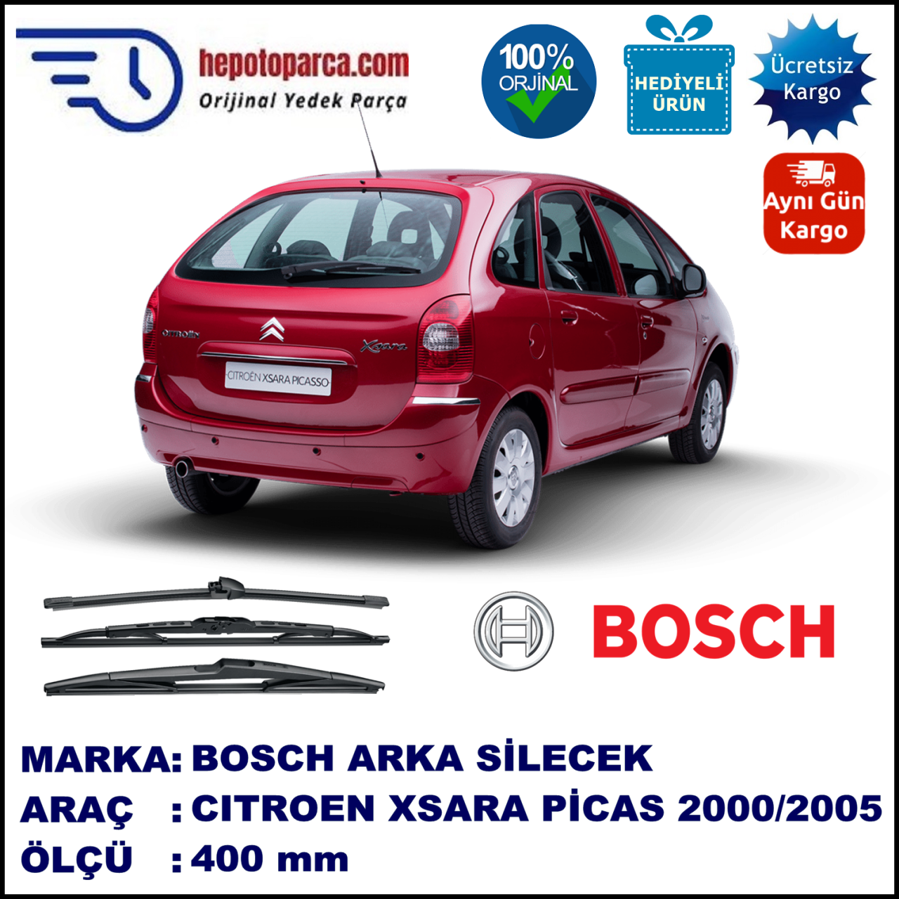 CITROEN Xsara Picasso [N68] 400 mm 01.2000-09.2005 BOSCH Arka Silecek