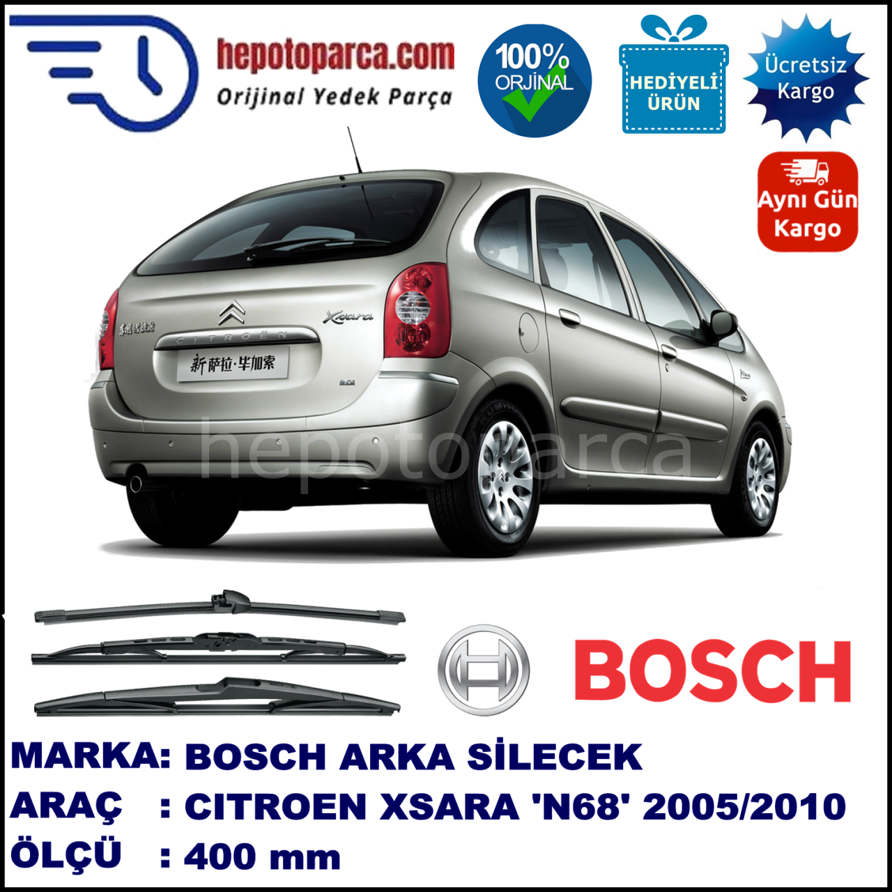 CITROEN Xsara Picasso [N68] 400 mm 10.2005-04.2010 BOSCH Arka Silecek