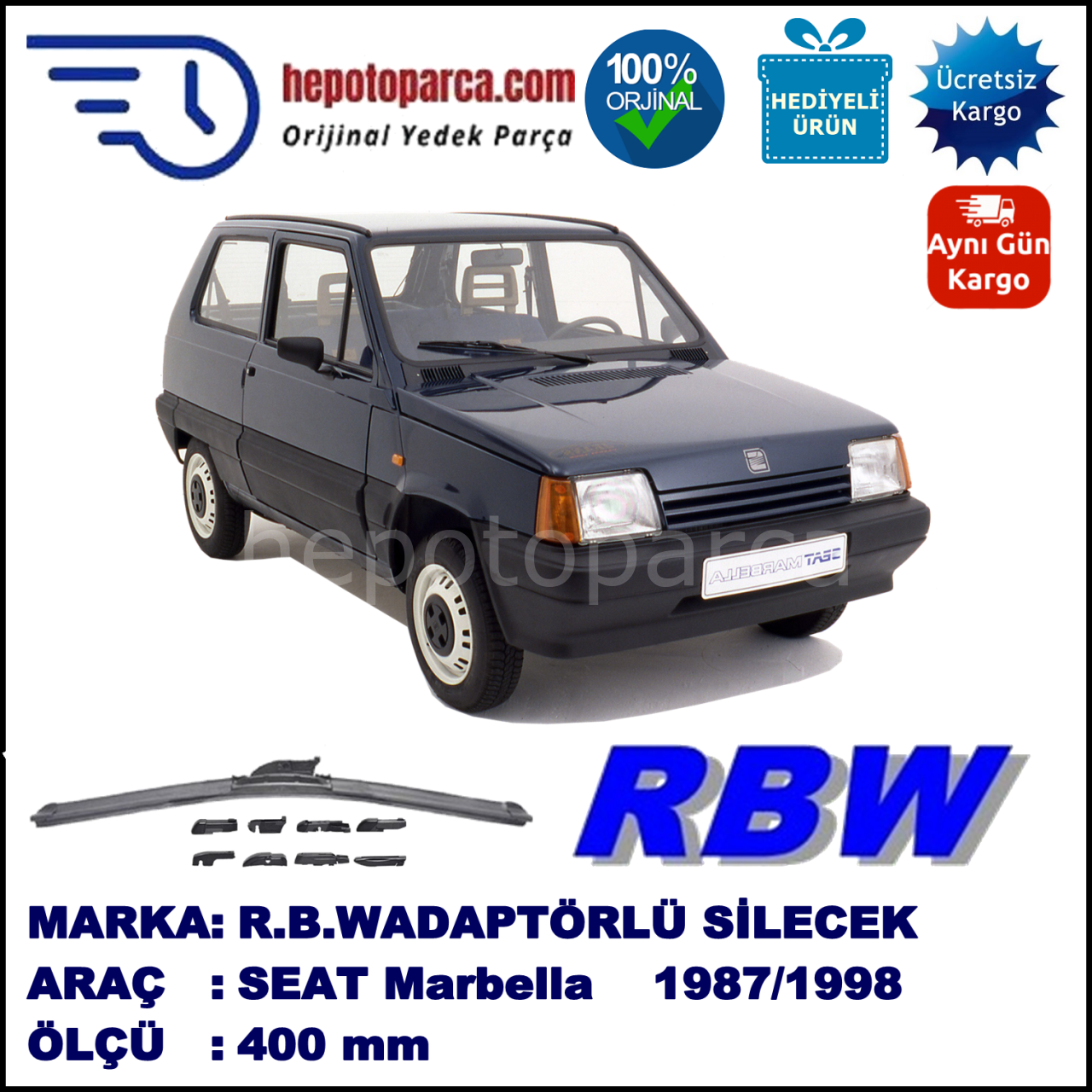 SEAT Marbella  01.1987-05.1998, 400 / - mm.  RBW  ADAPTÖRLÜ MUZ SİLECEK