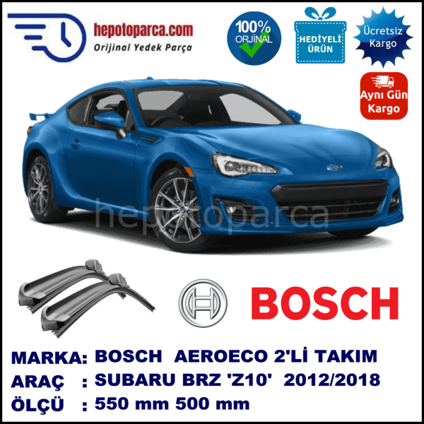 SUBARU BRZ [Z10]  01.1912-..., 550 / 500 mm. BOSCH AEROECO Aparatlı Muz Silecek