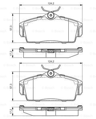 Disk Balata - Ön  - [WVA 23463] -  [ 124,2X57,3X17 Primera 1.6i Sedan 199606-199905; Primera 1.6i Hatchback 200009-200112; Almera 1.5i Hatchback 200208-200611; Almera 1.5i Sedan 200208-200611; Almera 1.5i Hatchback 200001-200207 NIS 41060BM525; NIS 4
