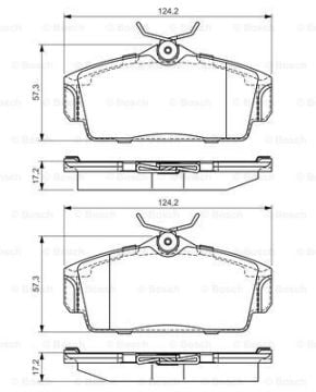 Disk Balata - Ön  - [WVA 23463] -  [ 124,2X57,3X17 Primera 1.6i Sedan 199606-199905; Primera 1.6i Hatchback 200009-200112; Almera 1.5i Hatchback 200208-200611; Almera 1.5i Sedan 200208-200611; Almera 1.5i Hatchback 200001-200207 NIS 41060BM525; NIS 4
