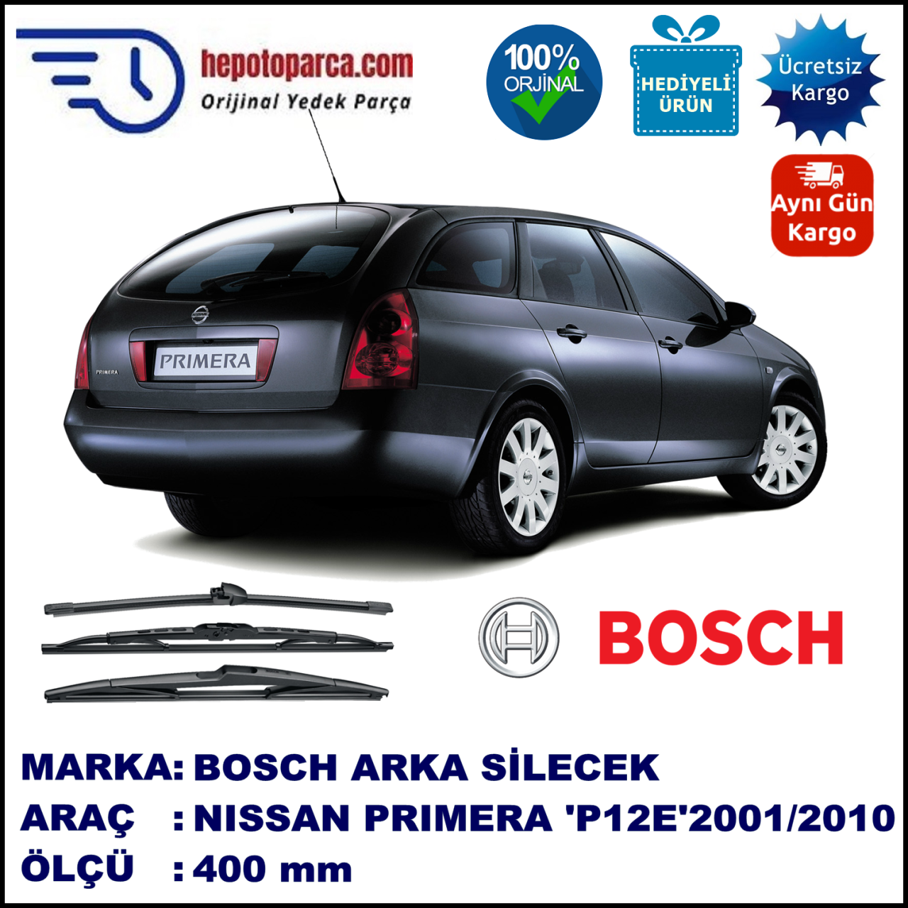 NISSAN Primera Wagon [P12E] 400 mm 12.2001-09.2010 BOSCH Arka Silecek