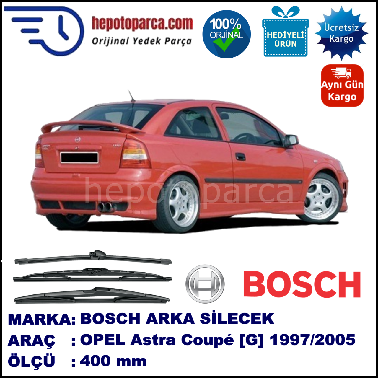 OPEL Astra Coupé [G] 400 mm 09.1997-02.2005 BOSCH Arka Silecek
