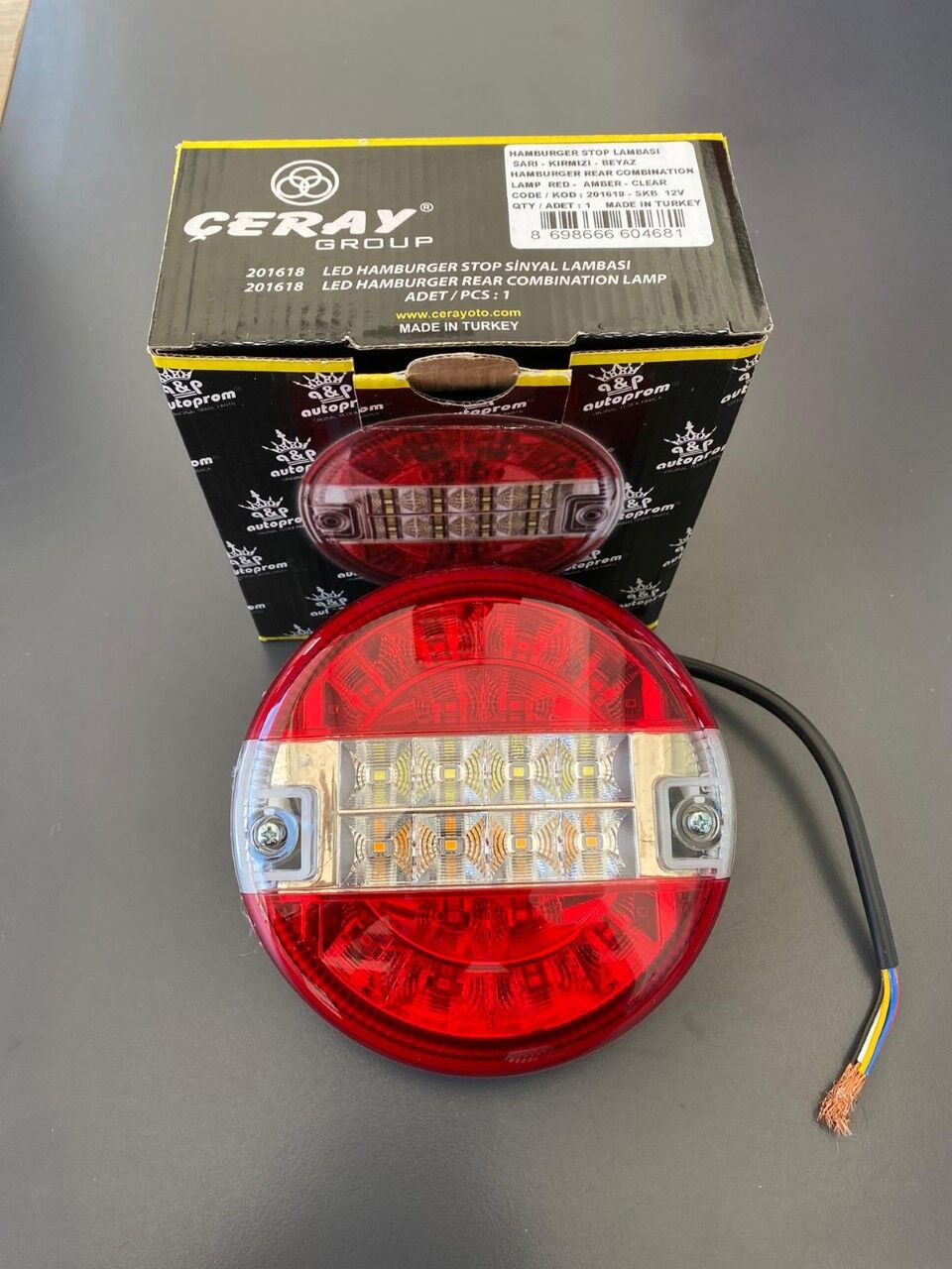 201618 HAMBURGER STOP LAMBASI LED SİSTEMLİ 12V  Y.M 4 FONK.