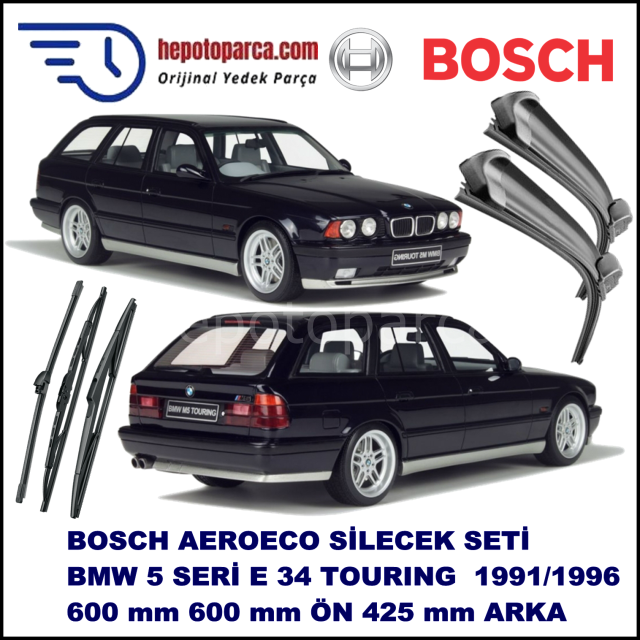 BMW Serie 5 Touring [E 34] 11,1991-12,1996 Bosch Aeroeco Ön ve Arka Silecek Takımı