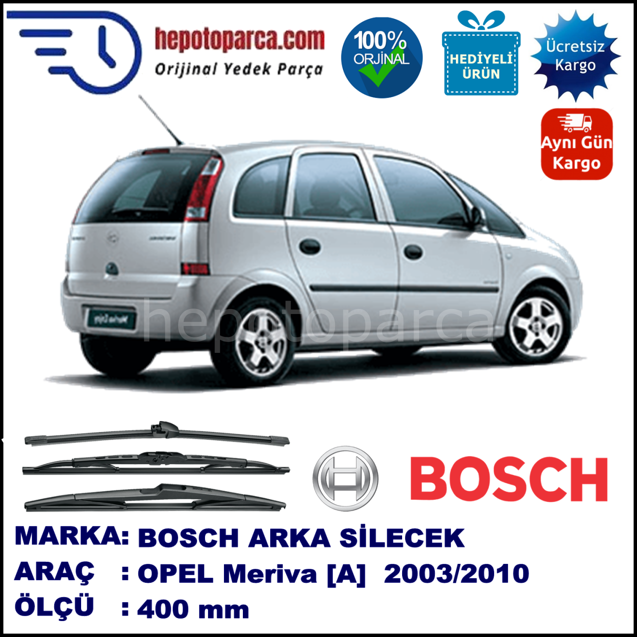 OPEL Meriva [A] 400 mm 03.2003-03.2010 BOSCH Arka Silecek