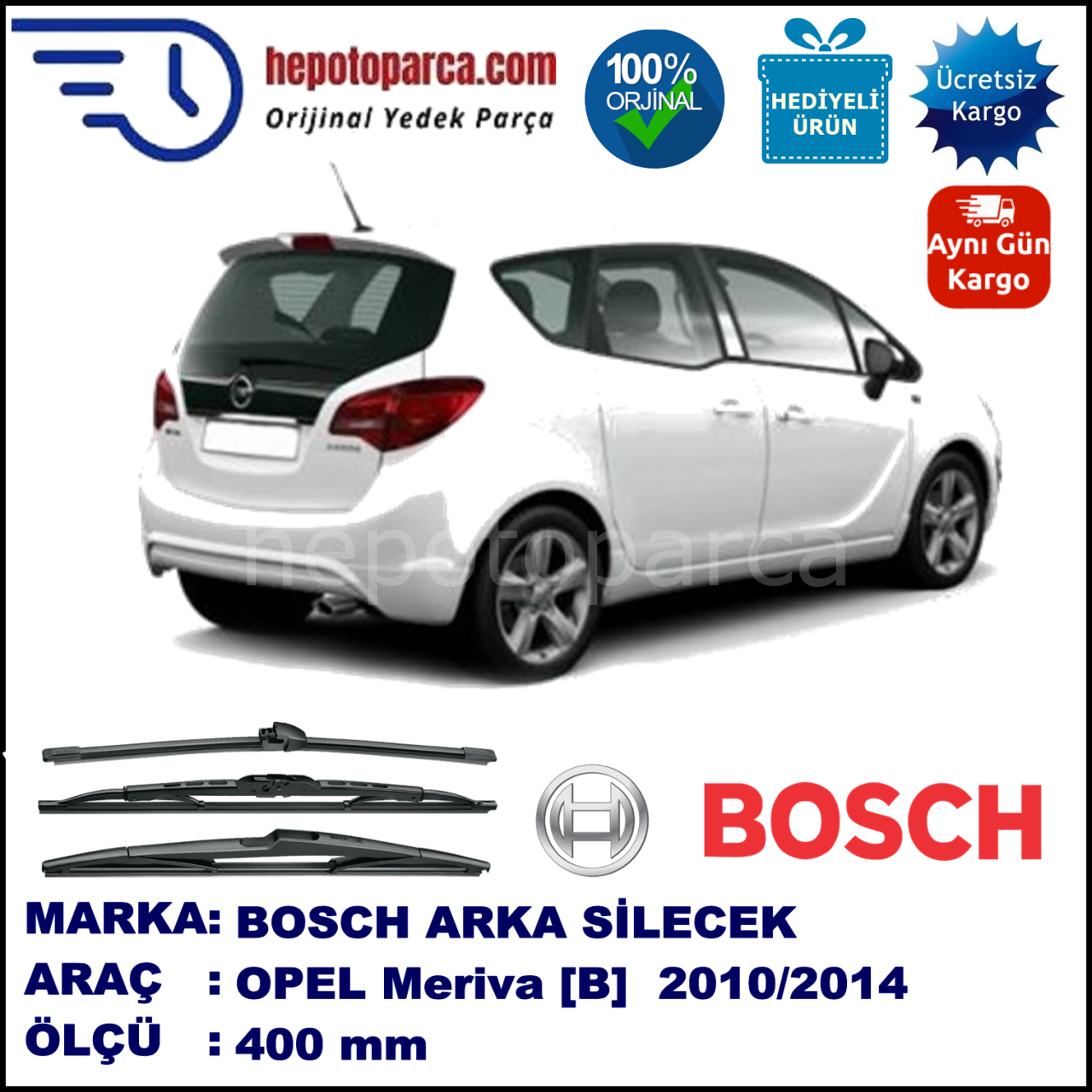 OPEL Meriva [B] 400 mm 04.2010-... BOSCH Arka Silecek