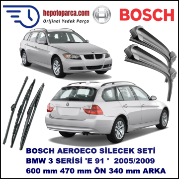 BMW Serie 3 Touring [E 91] 09,2005-08,2009 Bosch Aeroeco Ön ve Arka Silecek Takımı