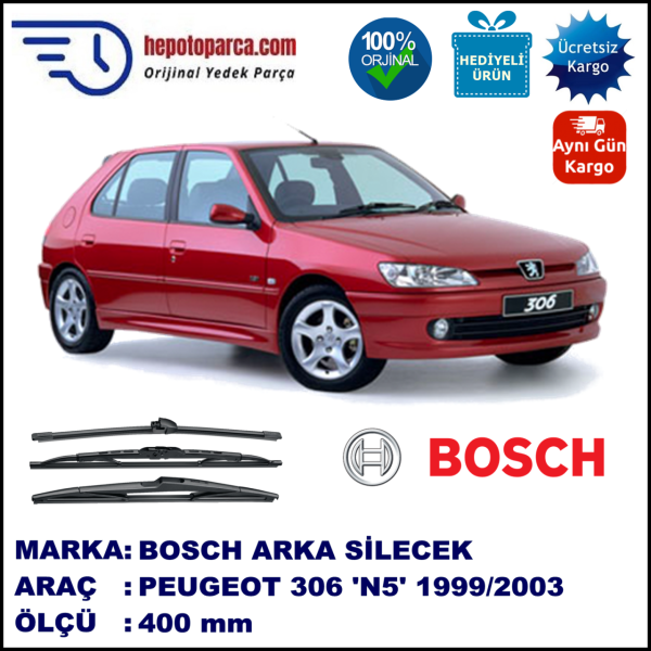 PEUGEOT 306 [N5] 400 mm 01.1999-10.2003 BOSCH Arka Silecek