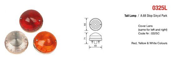 ÜÇLER.5-0325C ÜÇLER A68 STOP SİNYAL LAMBA CAMI ANADOL