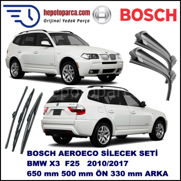 BMW X3 [F 25] 10,2010-,,, Bosch Aeroeco Ön ve Arka Silecek Takımı