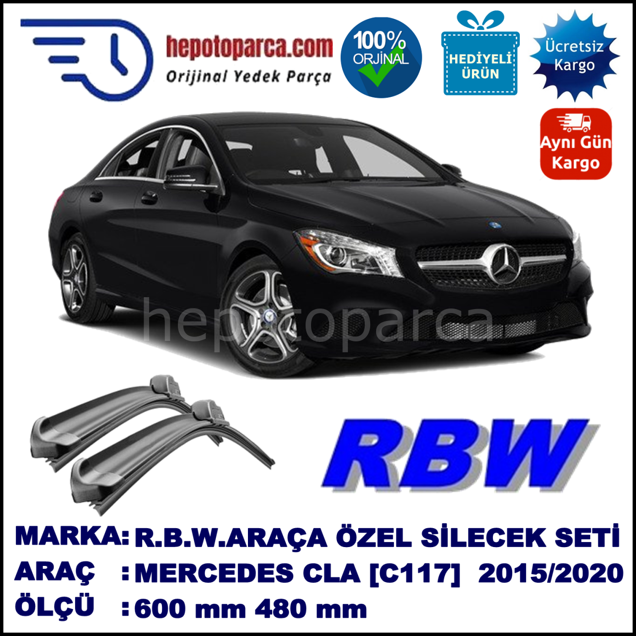 MERCEDES CLA-CLASS COUPÉ MUZ SİLECEK TAKIMI RBW ARACA ÖZEL [C117] (2015→)