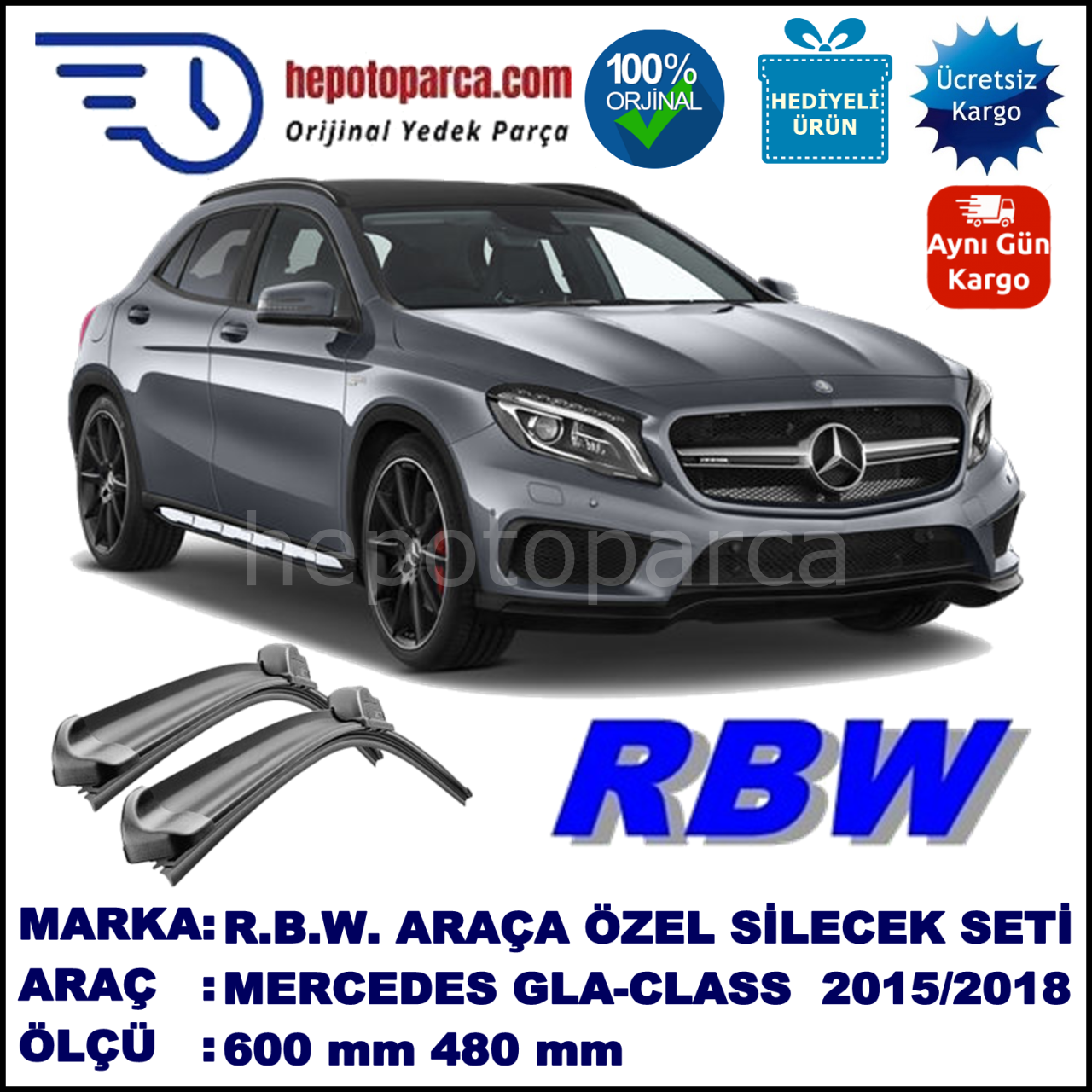 MERCEDES GLA-CLASS MUZ SİLECEK TAKIMI RBW ARACA ÖZEL [X156] (2015→)